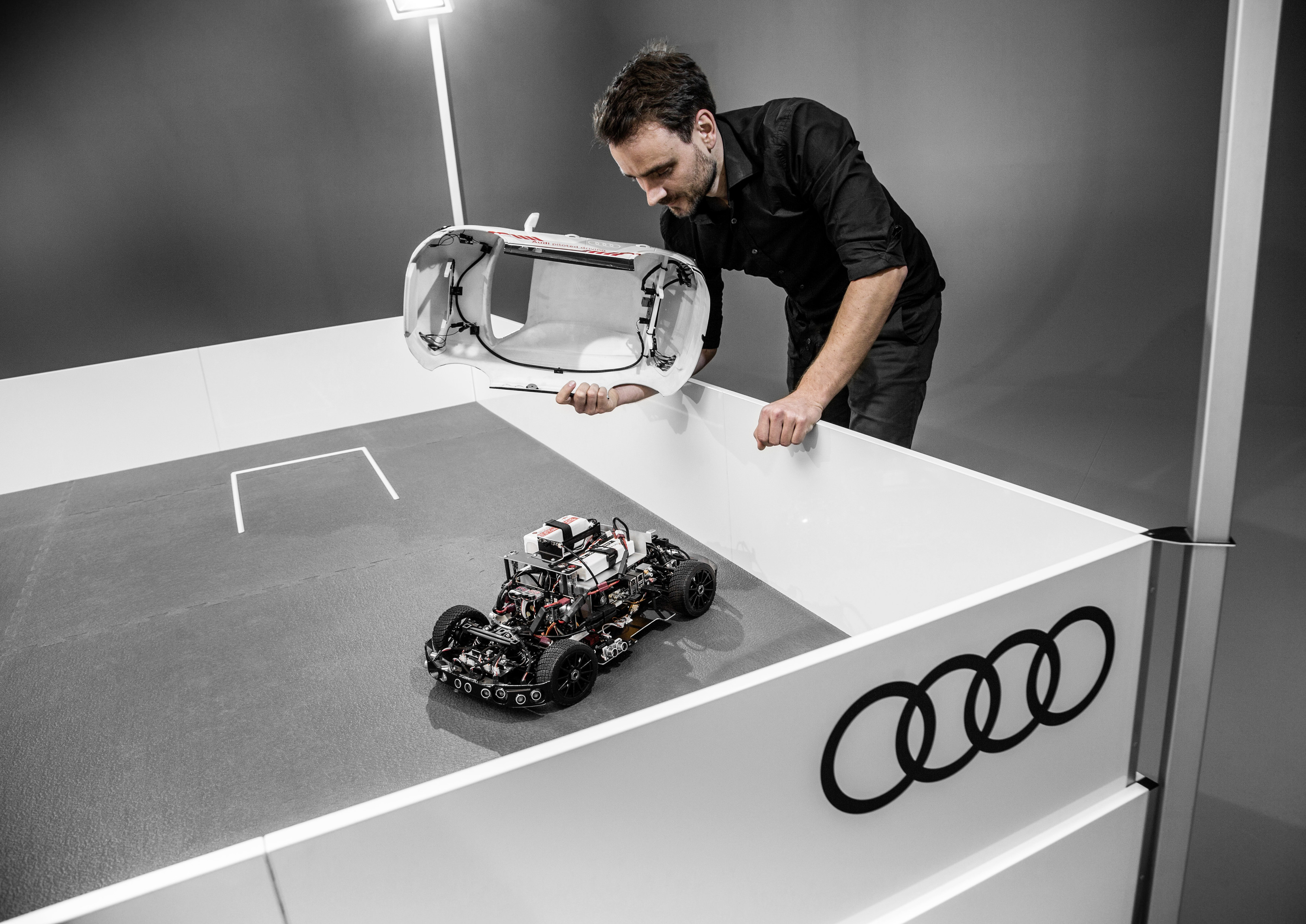 Audi Q2 deep learning concept , model car on a scale of 1:8